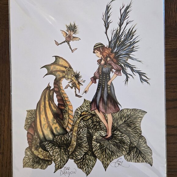 Amy Brown Fantasy Art Print "Bad Dragon" - Picture 1 of 4